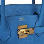 PRE-OWNED HERMÈS BIRKIN 30 MYKONOS CLEMENCE GOLD HARDWARE