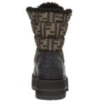 FENDI SIGNATURE BIKER BOOTS BLACK LEATHER BIKER BOOTS WITH FF FABRIC