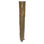 FENDI SHOW GREEN LEATHER MEDIUM-HEELED THIGH-HIGH BOOTS