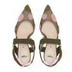 FENDI COLIBRÌ BEADED GREEN TULLE HIGH-HEELED SLINGBACKS