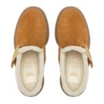 FENDI BAGUETTE BROWN NUBUCK AND SHEEPSKIN SABOTS