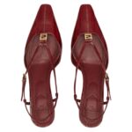 FENDI FFOLD LEATHER LOW-HEELED SLINGBACKS
