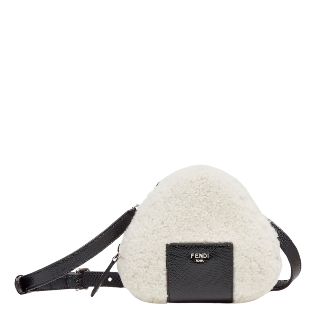 1 FENDI ONIGIRI WHITE SHEEPSKIN BAG