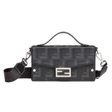 FENDI SOFT TRUNK BAGUETTE BLACK LEATHER BAG