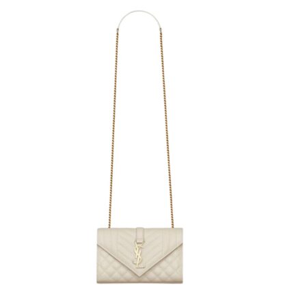 SAINT LAURENT ENVELOPE SMALL IN QUILTED GRAIN DE POUDRE EMBOSSED LEATHER