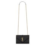 SAINT LAURENT ENVELOPE SMALL IN QUILTED GRAIN DE POUDRE EMBOSSED LEATHER