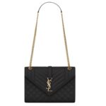 SAINT LAURENT ENVELOPE MEDIUM IN QUILTED GRAIN DE POUDRE EMBOSSED LEATHER