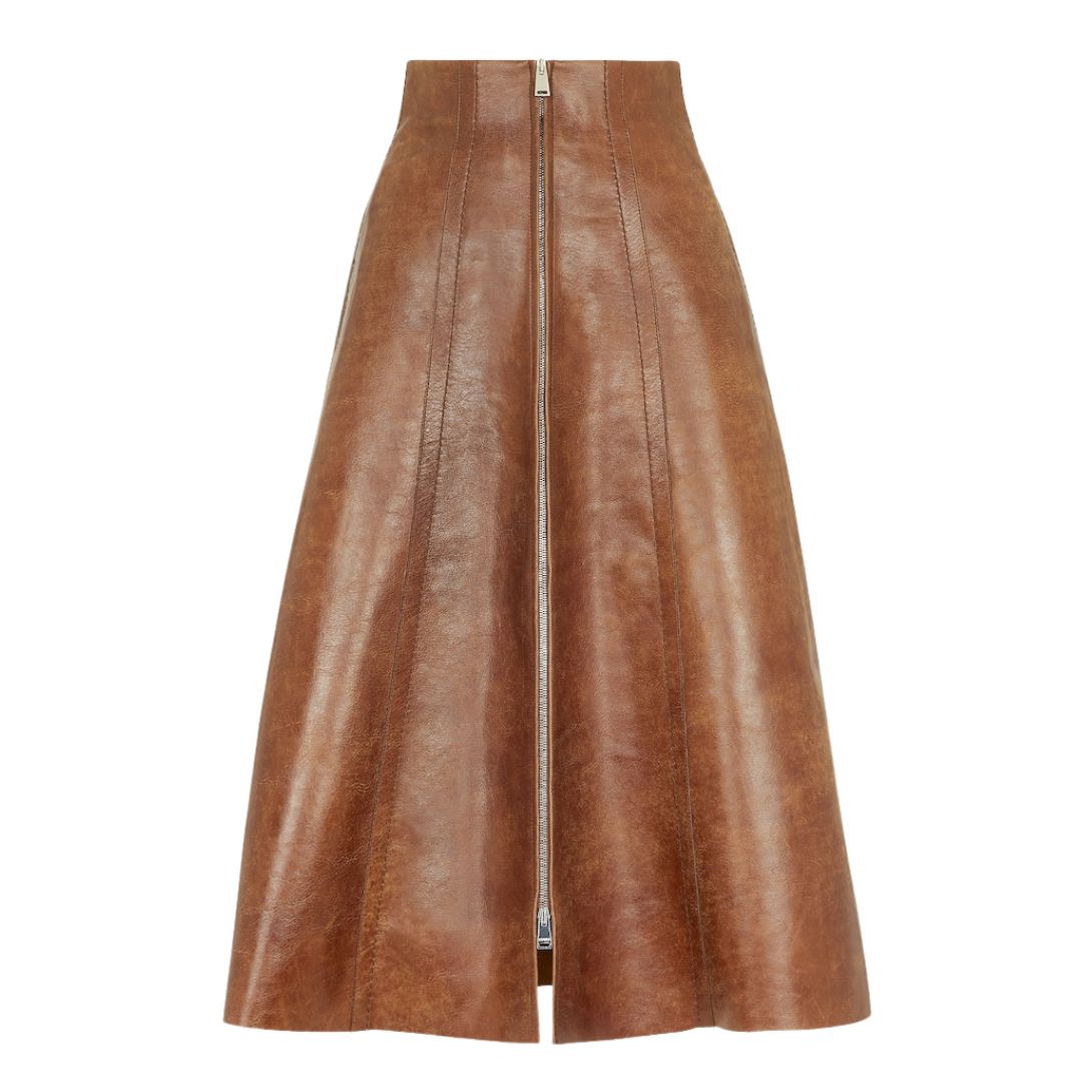 1 FENDI BROWN LEATHER SKIRT