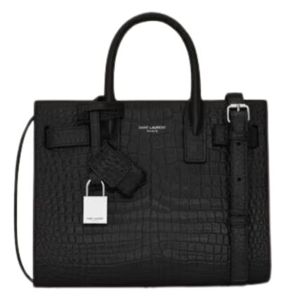 SAINT LAURENT SAC DE JOUR IN CROCODILE EMBOSSED LEATHER NANO