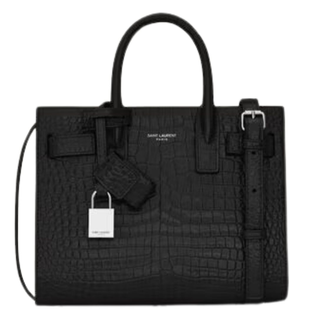 1 SAINT LAURENT SAC DE JOUR IN CROCODILE EMBOSSED LEATHER NANO