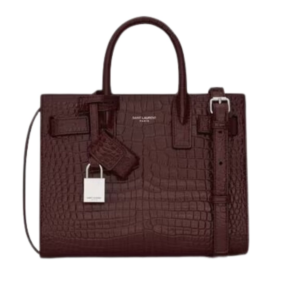1 SAINT LAURENT SAC DE JOUR IN CROCODILE EMBOSSED LEATHER NANO