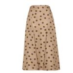 FENDI BROWN PRINTED SILK SKIRT