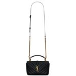 SAINT LAURENT COLLEGE MINI CHAIN BAG IN SHINY CRACKLED LEATHER