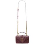 SAINT LAURENT COLLEGE MINI CHAIN BAG IN SHINY CRACKLED LEATHER