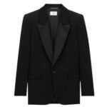 SAINT LAURENT TUXEDO JACKET IN GRAIN DE POUDRE