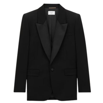 SAINT LAURENT TUXEDO JACKET IN GRAIN DE POUDRE