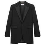 SAINT LAURENT TUXEDO JACKET IN GRAIN DE POUDRE
