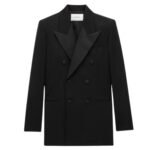 SAINT LAURENT TUXEDO JACKET IN GRAIN DE POUDRE