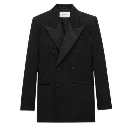 SAINT LAURENT TUXEDO JACKET IN GRAIN DE POUDRE