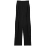 SAINT LAURENT WIDE LEG PANTS IN GRAIN DE POUDRE