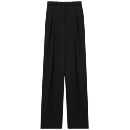 SAINT LAURENT WIDE LEG PANTS IN GRAIN DE POUDRE