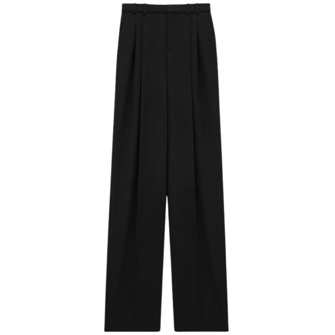 1 SAINT LAURENT WIDE LEG PANTS IN GRAIN DE POUDRE