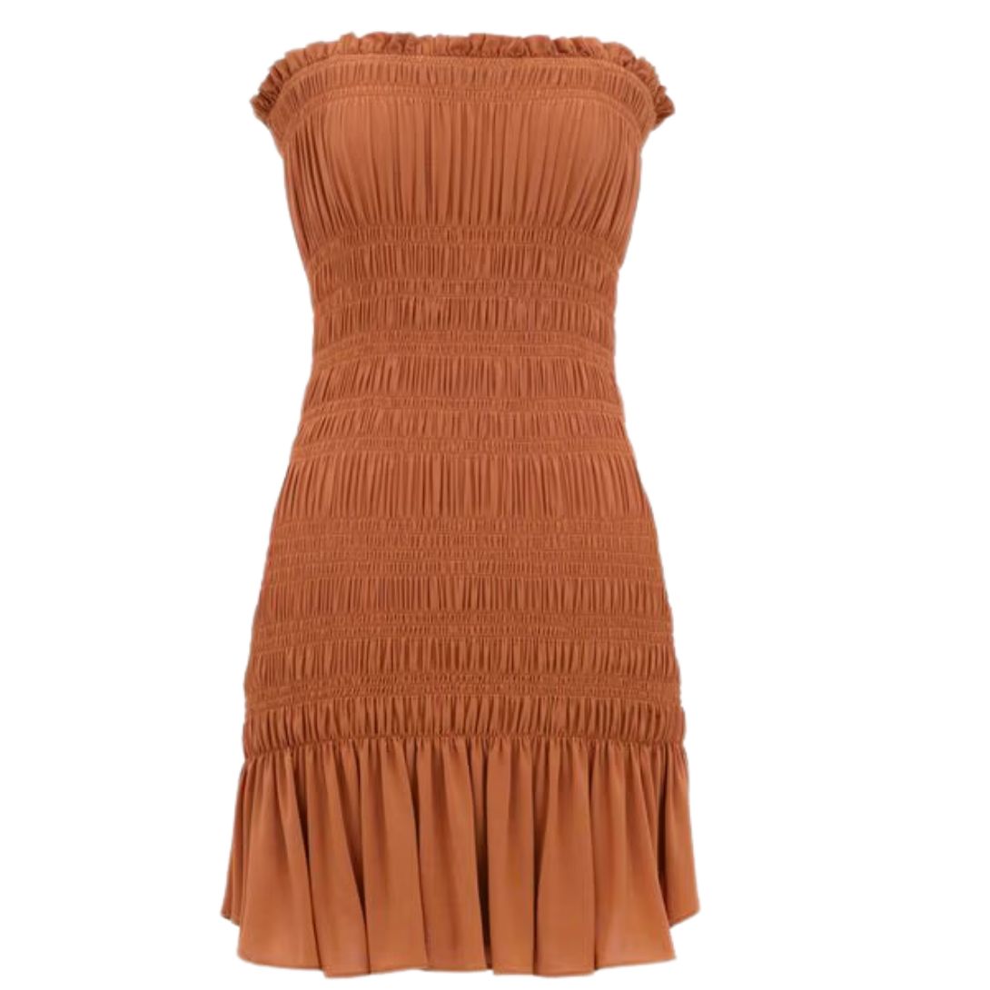 1 SAINT LAURENT SMOCKED DRESS IN STRETCH JERSEY