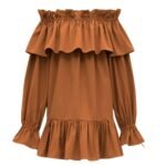 SAINT LAURENT RUFFLED DRESS IN COTTON TWILL