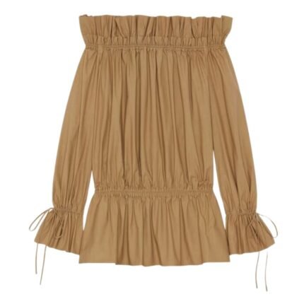 SAINT LAURENT GATHERED DRESS IN COTTON SERGE