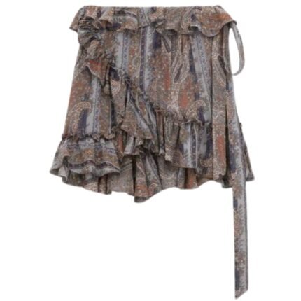 SAINT LAURENT WRAP SKIRT IN PAISLEY SILK GEORGETTE