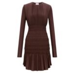 SAINT LAURENT SMOCKED DRESS IN LAMÉ JERSEY