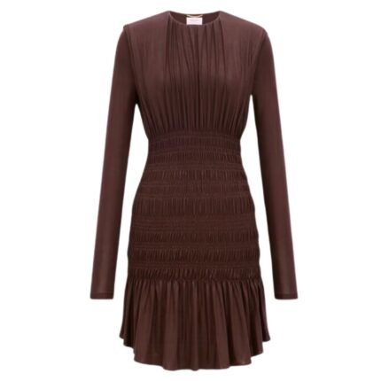 SAINT LAURENT SMOCKED DRESS IN LAMÉ JERSEY