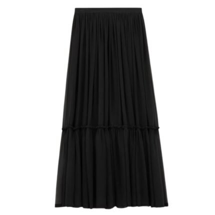 SAINT LAURENT RUFFLED SKIRT IN SILK CREPE MUSLIN