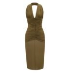 SAINT LAURENT HALTER DRESS IN SILK CREPE