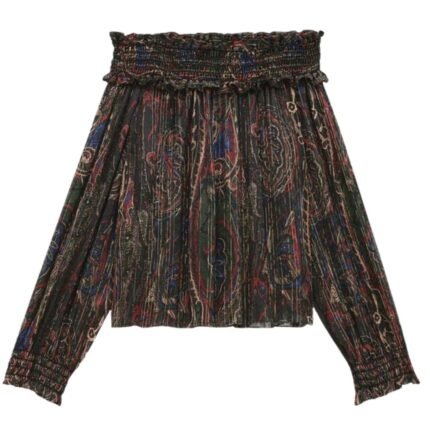 SAINT LAURENT SMOCKED BLOUSE IN LUREX PAISLEY SILK