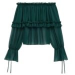 SAINT LAURENT RUFFLED BLOUSE IN SILK CREPE MUSLIN