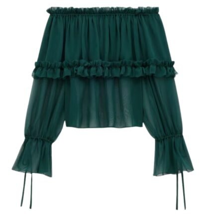 SAINT LAURENT RUFFLED BLOUSE IN SILK CREPE MUSLIN