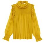SAINT LAURENT RUFFLED BLOUSE IN SILK CREPON MUSLIN
