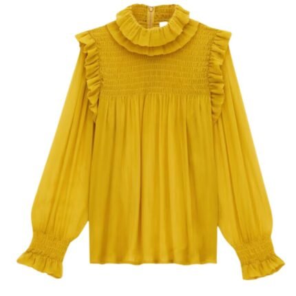 SAINT LAURENT RUFFLED BLOUSE IN SILK CREPON MUSLIN