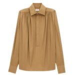 SAINT LAURENT GATHERED BLOUSE IN COTTON SATEEN