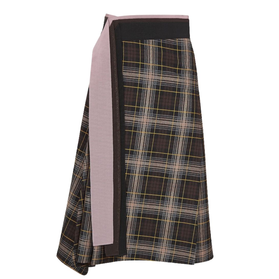 1 FENDI BROWN FENDI TARTAN SKIRT