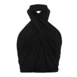 SAINT LAURENT HALTER TOP IN STRETCH JERSEY