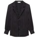 SAINT LAURENT PAJAMA SHIRT IN STRIPED SILK SATIN