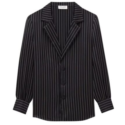 SAINT LAURENT PAJAMA SHIRT IN STRIPED SILK SATIN
