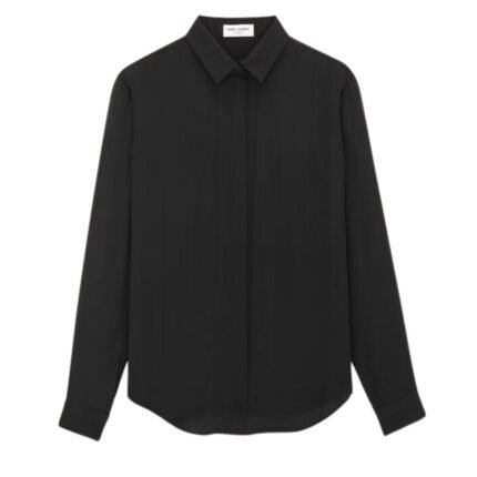 SAINT LAURENT SHIRT IN MATTE AND SHINY CASSANDRE STRIPED SILK