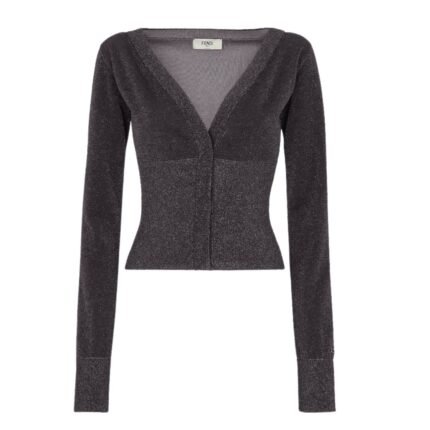 FENDI CARDIGAN BLACK METALLIC YARN JERSEY