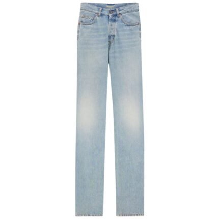 SAINT LAURENT V WAIST LONG BAGGY JEANS IN MICHIGAN BLUE DENIM