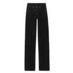 SAINT LAURENT V WAIST LONG BAGGY JEANS IN MIDNIGHT BLACK DENIM