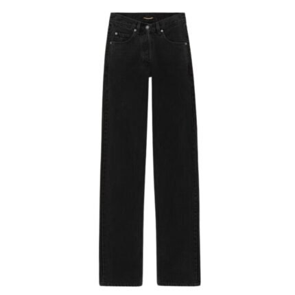 SAINT LAURENT V WAIST LONG BAGGY JEANS IN MIDNIGHT BLACK DENIM