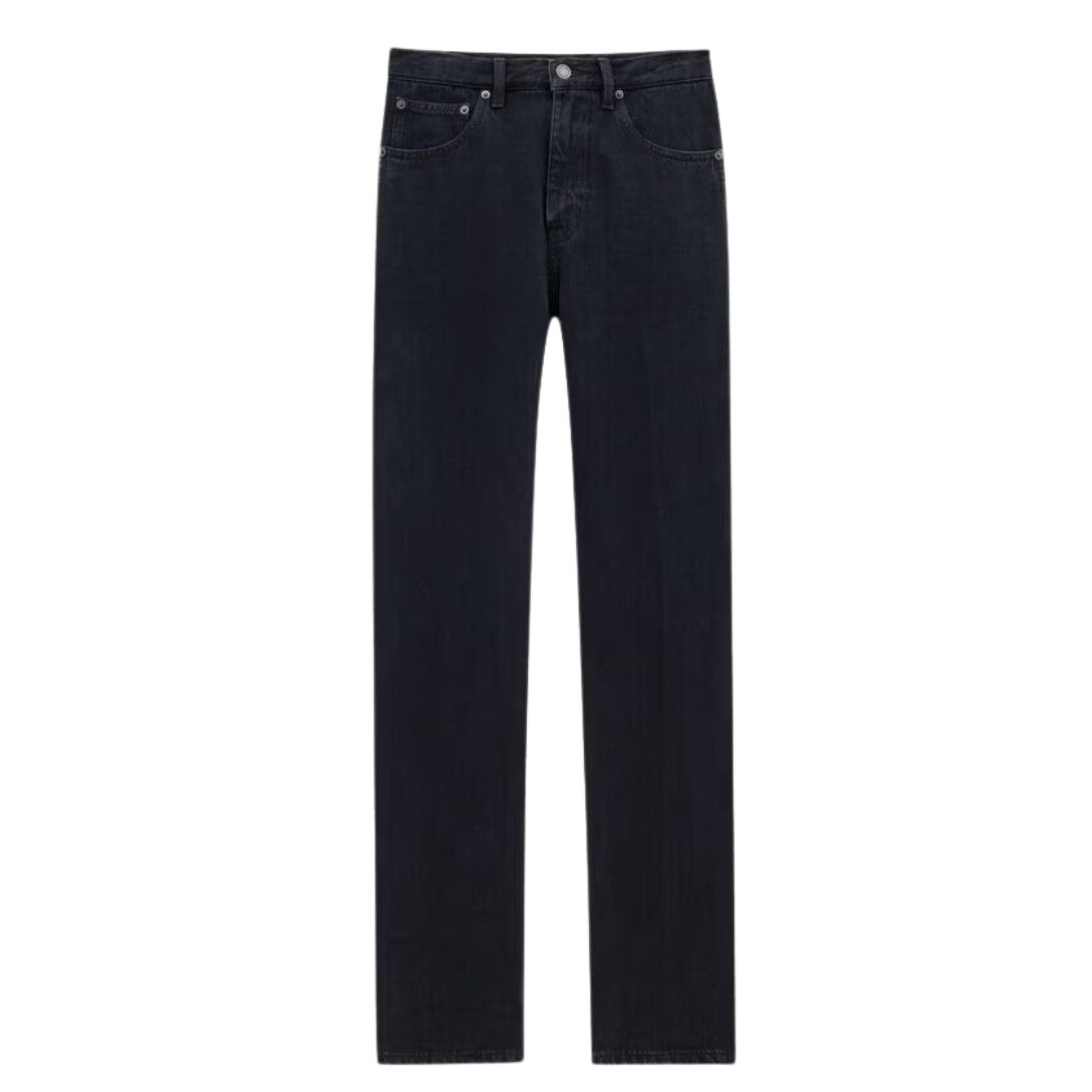 1 SAINT LAURENT STRAIGHT JEANS IN CARBON BLACK DENIM